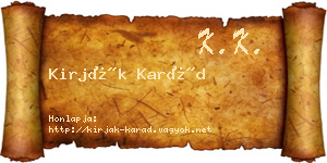 Kirják Karád névjegykártya